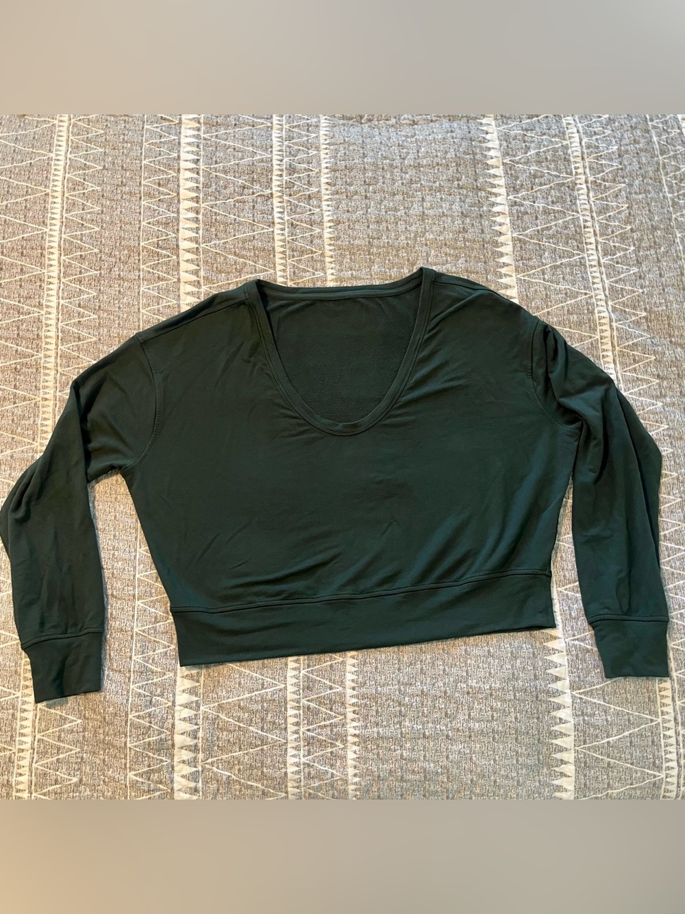 Lululemon Back In Action V-Neck Long Sleeve Shirt Dark Green Pima Cotton
